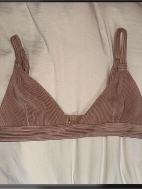 JLUXLABEL Ribbed Triangle Bralette in Dusty Rose